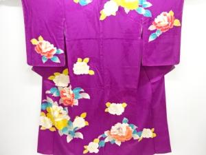 大正ロマン　紋錦紗　花模様刺繍着物